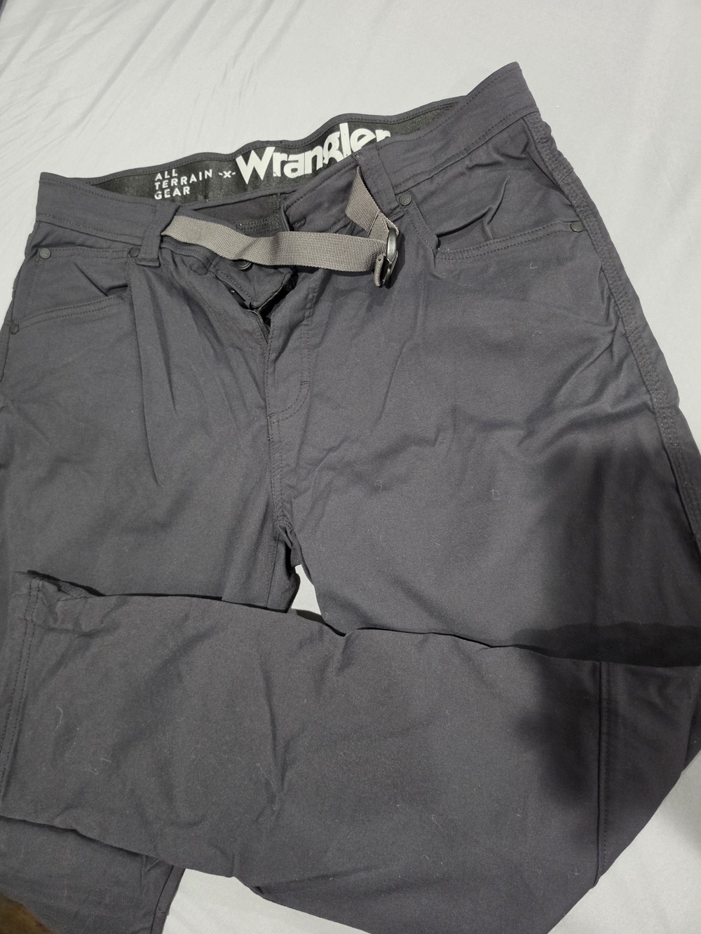 Wrangler Men's Black Cargo Pants with Built-In Web Belt